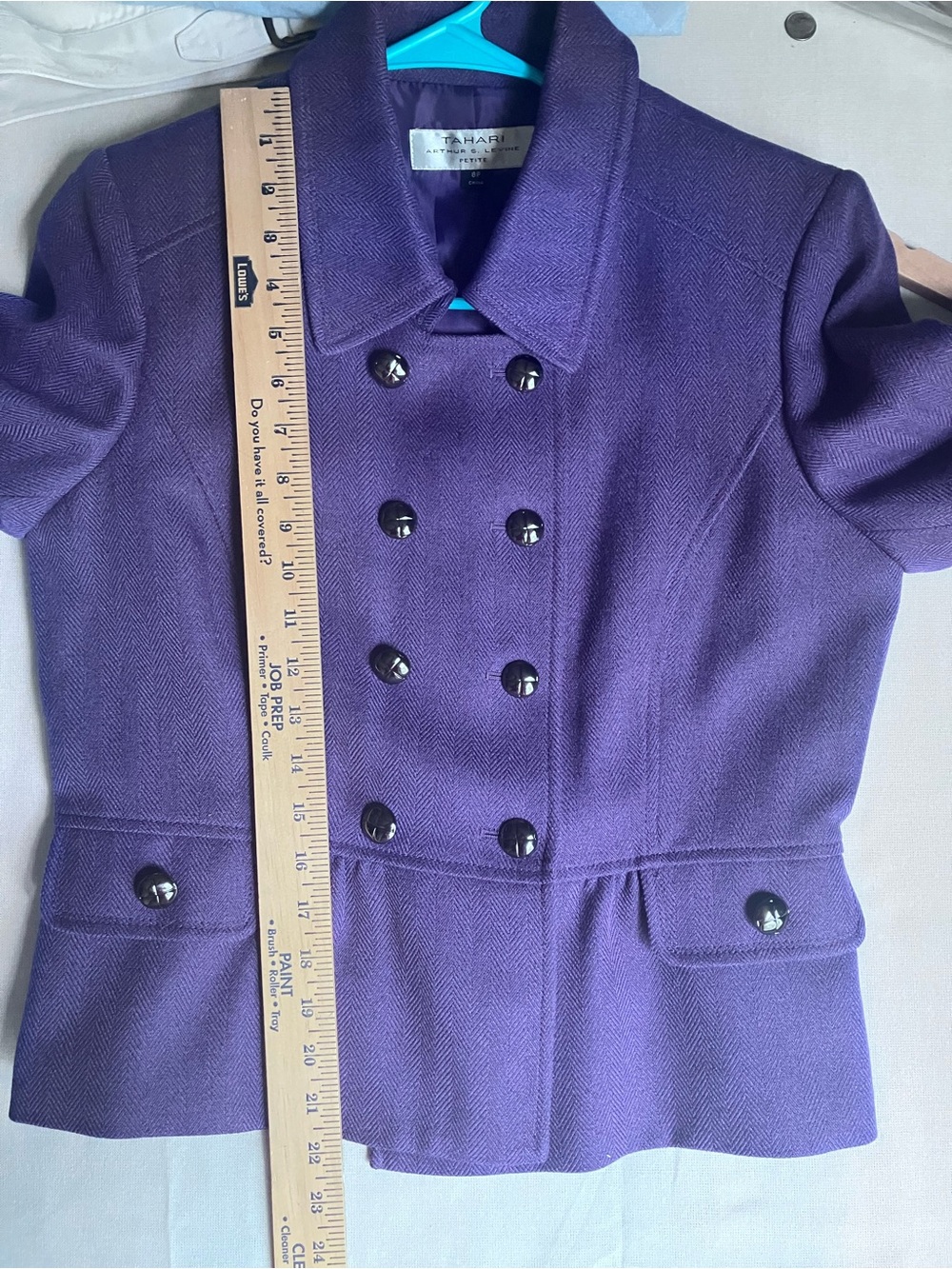 Tahari Arthur S Levine Jacket Blazer Purple Double Breasted 8P - Picture 4 of 15